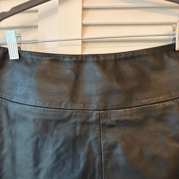 Lamarque women's mini skirt 8 leather black wide waistband *flaw* exposed zipper - Picture 4 of 10